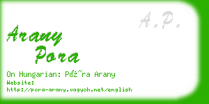 arany pora business card